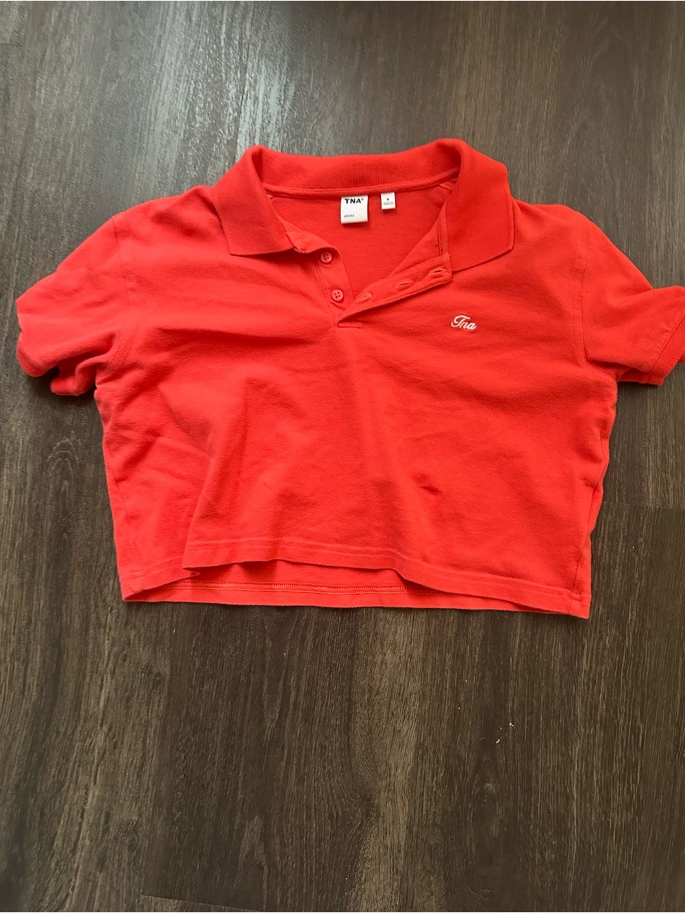 TNA Red Cropped Polo Top